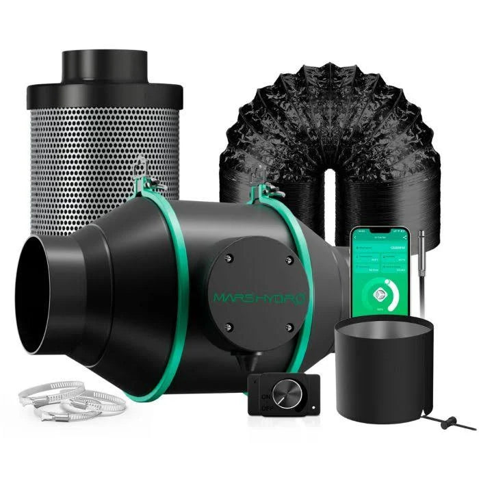 MARS HYDRO IFRESH 4-INCH SMART INLINE DUCT FAN AND CARBON FILTER COMBO